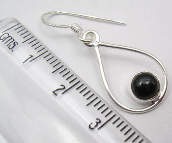 Cercei Argint 925 cu Onix Negru, 3.5 cm lungime
