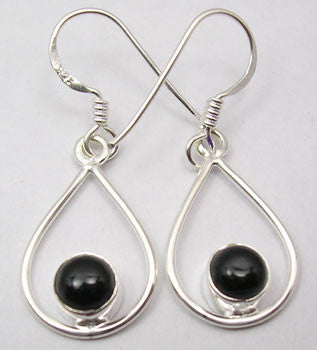 Cercei Argint 925 cu Onix Negru, 3.5 cm lungime