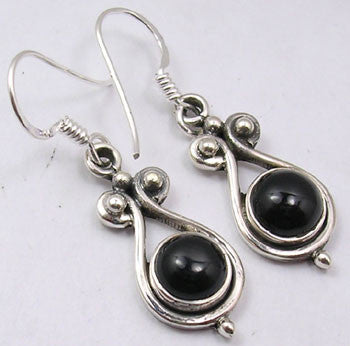 Cercei Argint 925 cu Onix Negru,3.5 cm lungime
