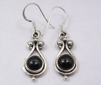 Cercei Argint 925 cu Onix Negru,3.5 cm lungime