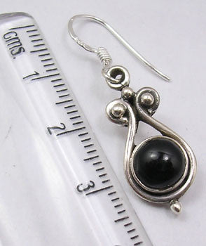 Cercei Argint 925 cu Onix Negru,3.5 cm lungime