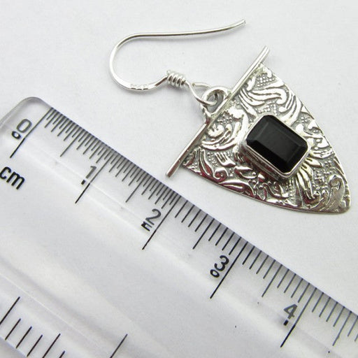 Cercei Argint 925 cu Onix Negru 3,7 cm lungime