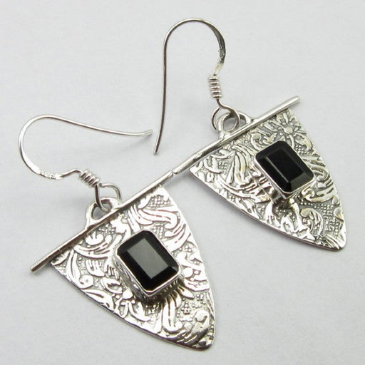 Cercei Argint 925 cu Onix Negru 3,7 cm lungime