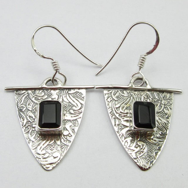 Cercei Argint 925 cu Onix Negru 3,7 cm lungime