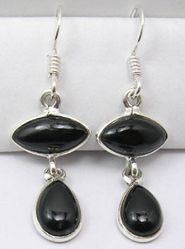 Cercei Argint 925 cu Onix Negru, 3.8 cm lungime