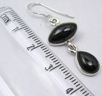 Cercei Argint 925 cu Onix Negru, 3.8 cm lungime