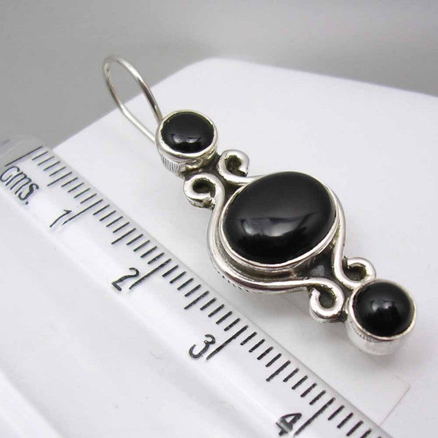 Cercei Argint 925 cu Onix Negru, 3,8 cm lungime