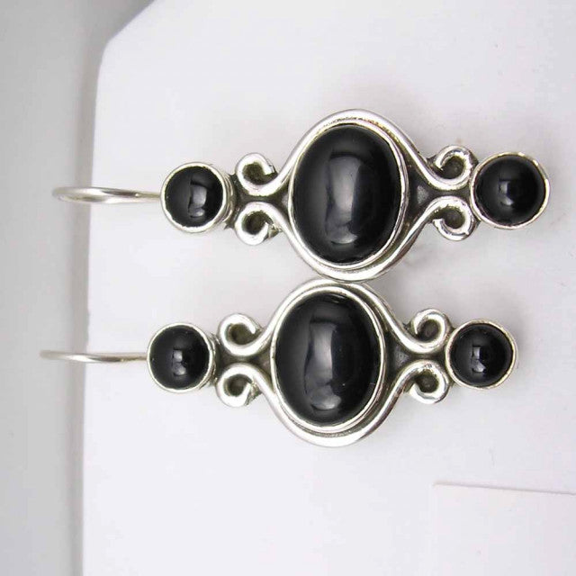 Cercei Argint 925 cu Onix Negru, 3,8 cm lungime