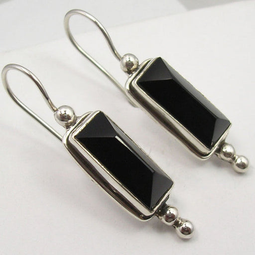 Cercei Argint 925 cu Onix Negru, 3.9 cm lungime