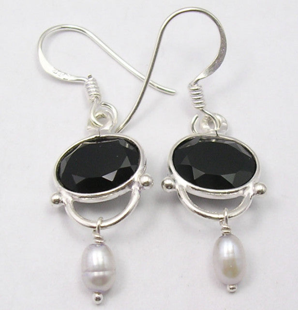 Cercei Argint 925 cu Onix Negru, 3,9 cm lungime