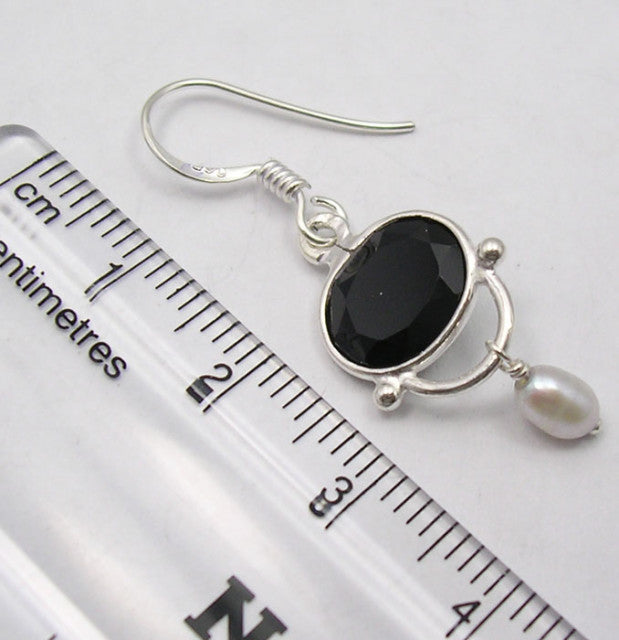 Cercei Argint 925 cu Onix Negru, 3,9 cm lungime