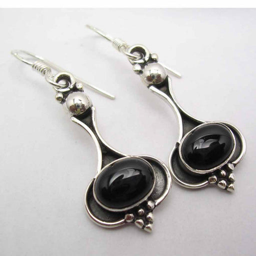 Cercei Argint 925 cu Onix Negru, 4.2 cm lungime
