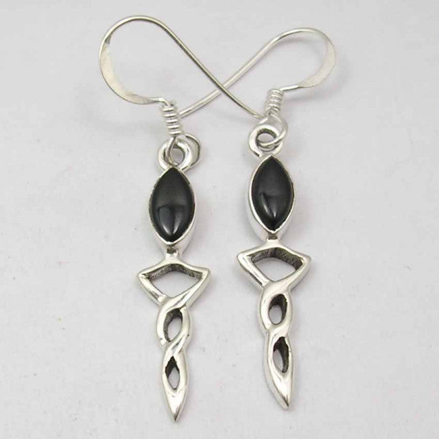 Cercei Argint 925 cu Onix Negru, 4.2 cm lungime