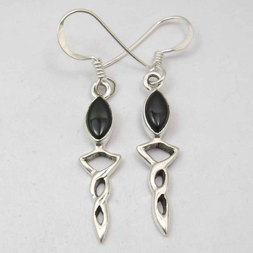 Cercei Argint 925 cu Onix Negru, 4.2 cm lungime