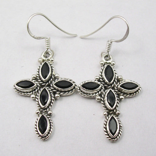 Cercei Argint 925 cu Onix Negru, 4.3 cm lungime