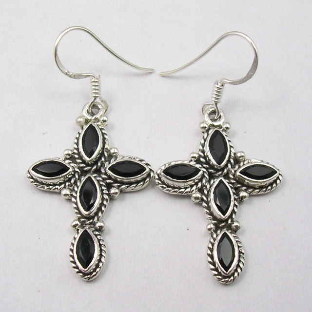 Cercei Argint 925 cu Onix Negru, 4.3 cm lungime