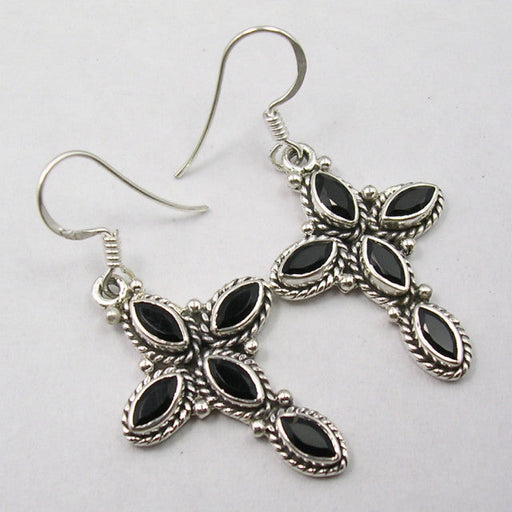 Cercei Argint 925 cu Onix Negru, 4.3 cm lungime