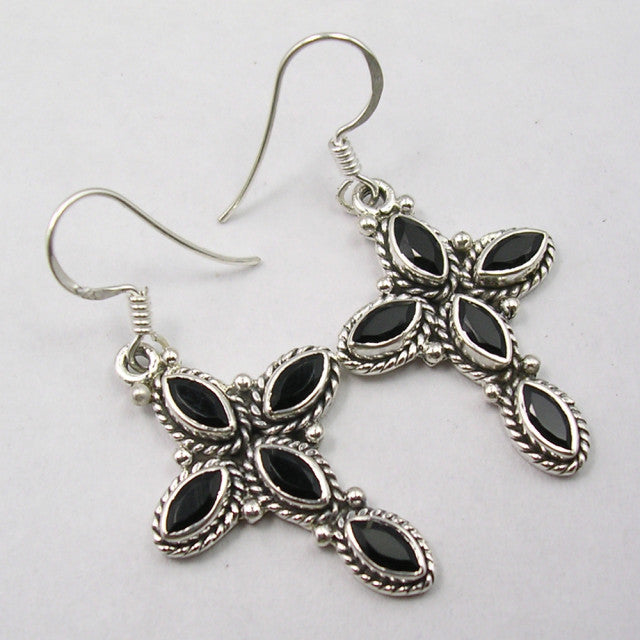 Cercei Argint 925 cu Onix Negru, 4.3 cm lungime