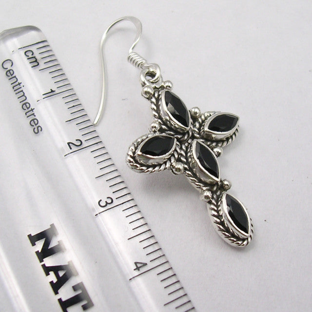 Cercei Argint 925 cu Onix Negru, 4.3 cm lungime