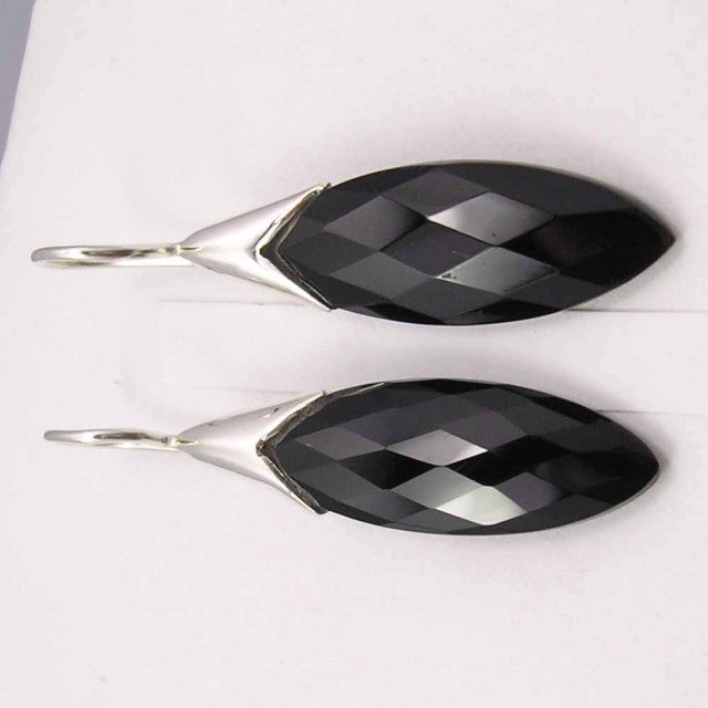 Cercei Argint 925 cu Onix Negru, 4.4 cm lungime