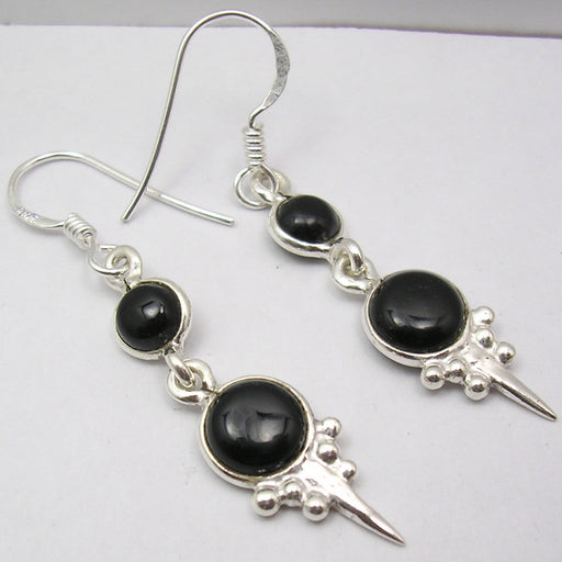 Cercei Argint 925 cu Onix Negru 4.4 cm lungime