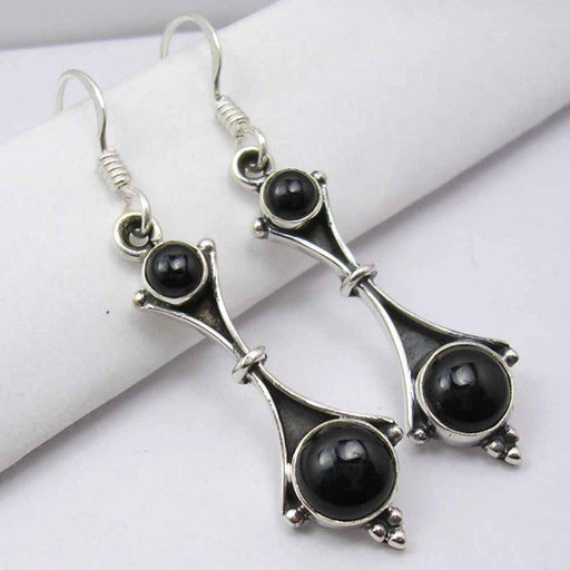 Cercei Argint 925 cu Onix Negru 4.6 cm lungime