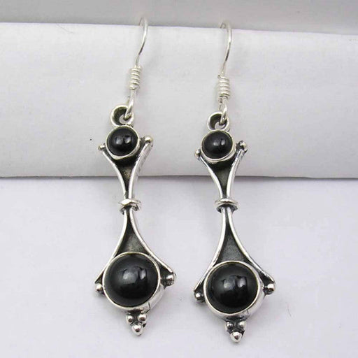 Cercei Argint 925 cu Onix Negru 4.6 cm lungime