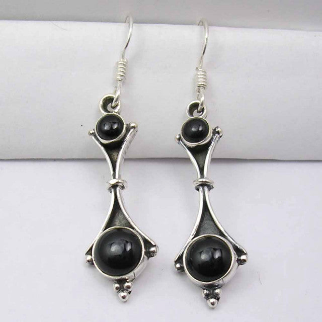 Cercei Argint 925 cu Onix Negru 4.6 cm lungime