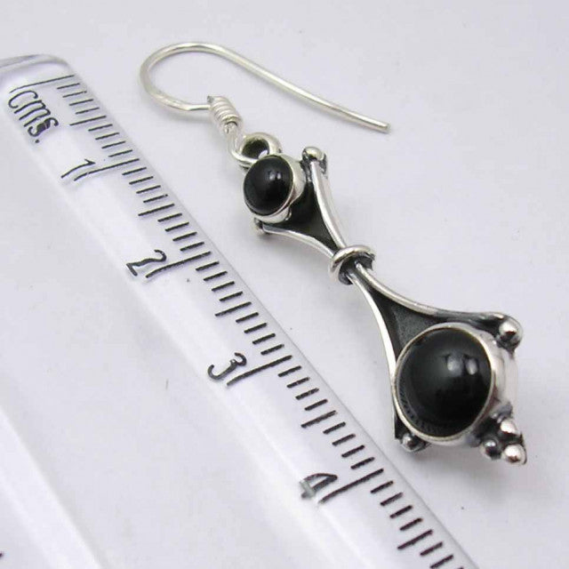 Cercei Argint 925 cu Onix Negru 4.6 cm lungime
