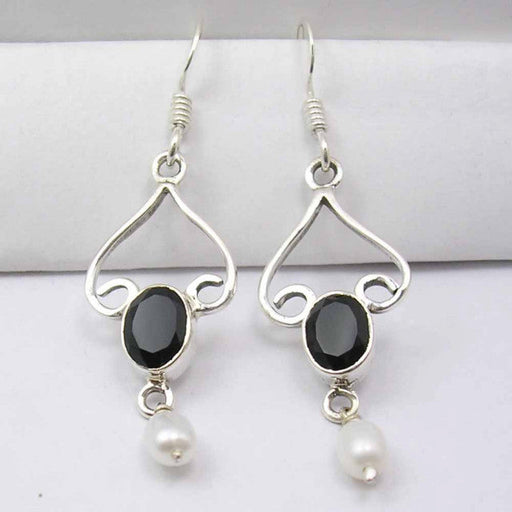 Cercei Argint 925 cu Onix Negru, 4.7 cm lungime