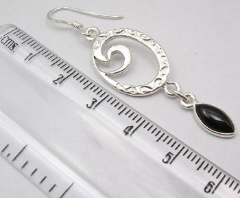 Cercei Argint 925 cu Onix Negru, 5.3 cm lungime