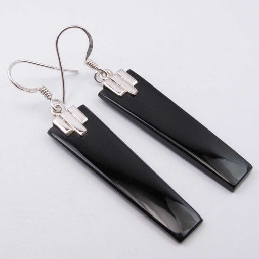 Cercei Argint 925 cu Onix Negru, 5.3 cm lungime