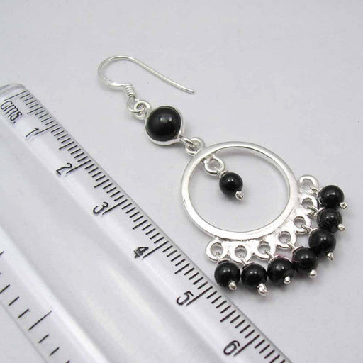 Cercei Argint 925 cu Onix Negru, 5.5 cm lungime