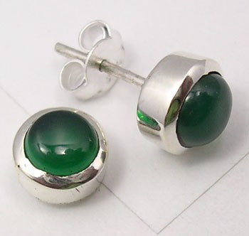 Cercei Argint 925 cu Onix Verde, 0.8 cm lungime