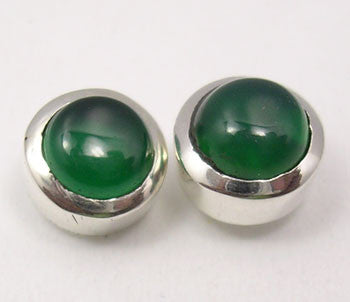 Cercei Argint 925 cu Onix Verde, 0.8 cm lungime