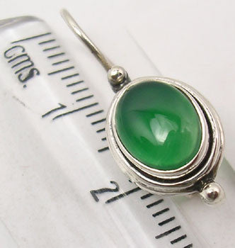 Cercei Argint 925 cu Onix Verde, 2.5 cm lungime