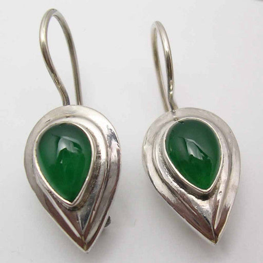 Cercei Argint 925 cu Onix Verde, 2.5 cm lungime