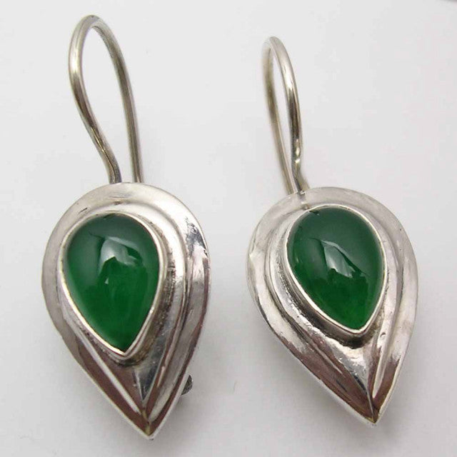 Cercei Argint 925 cu Onix Verde, 2.5 cm lungime