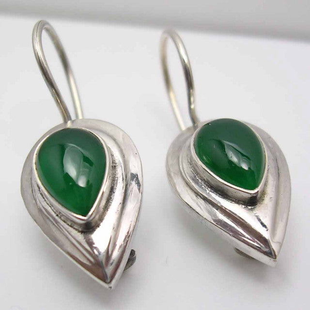 Cercei Argint 925 cu Onix Verde, 2.5 cm lungime