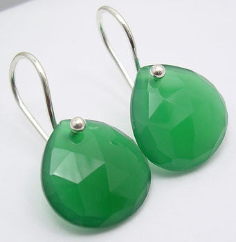 Cercei Argint 925 cu Onix Verde, 2.6 cm lungime