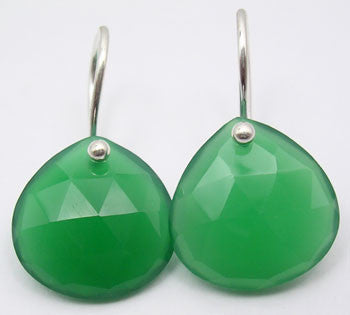 Cercei Argint 925 cu Onix Verde, 2.6 cm lungime