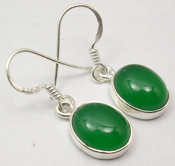 Cercei Argint 925 cu Onix Verde, 2.8 cm lungime