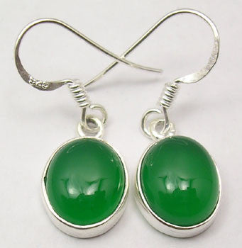 Cercei Argint 925 cu Onix Verde, 2.8 cm lungime
