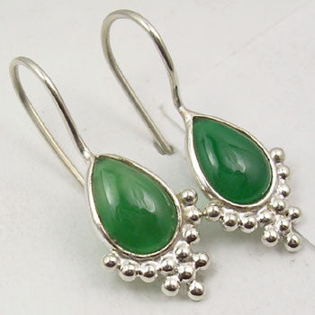 Cercei Argint 925 cu Onix Verde, 2.8 cm lungime