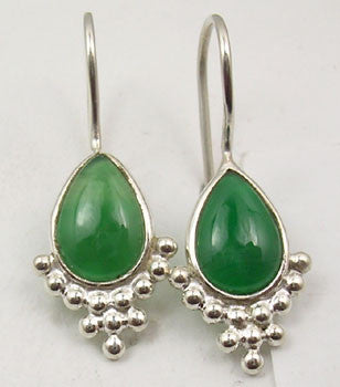 Cercei Argint 925 cu Onix Verde, 2.8 cm lungime