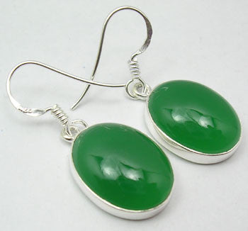 Cercei Argint 925 cu Onix Verde 3.1 cm lungime