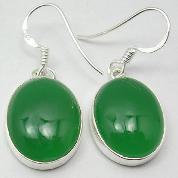 Cercei Argint 925 cu Onix Verde 3.1 cm lungime