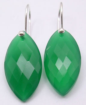 Cercei Argint 925 cu Onix Verde, 3.2 cm lungime