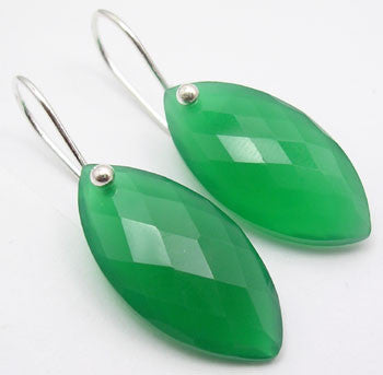 Cercei Argint 925 cu Onix Verde, 3.2 cm lungime