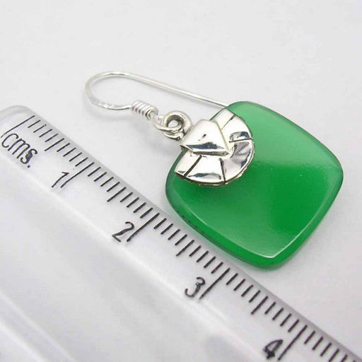 Cercei Argint 925 cu Onix Verde, 3,4 cm lungime